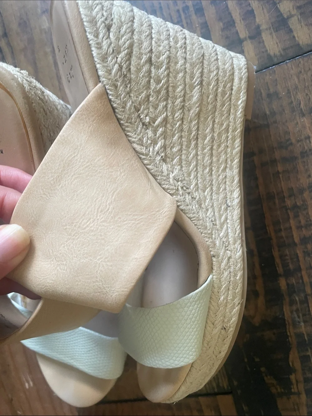 a new day Tan and Cream Espadrille Wedge Sandals